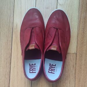 Frye Women's Red Leather Slip-On Sneakers